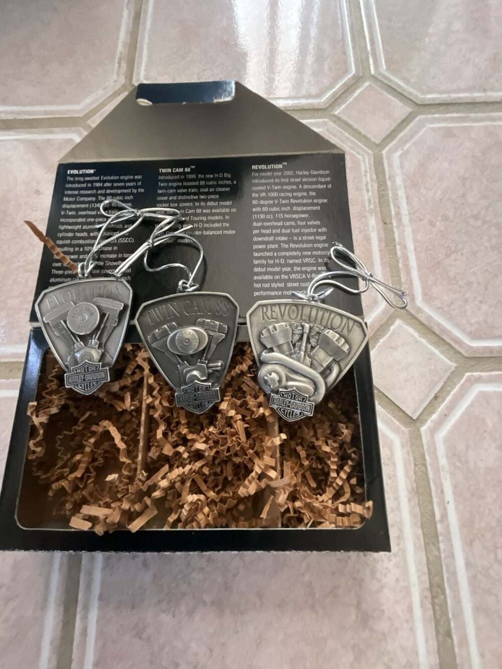 Harley-Davidson 2001 'Celebrate on All Cylinders' 3-Piece Pewter Ornament Set